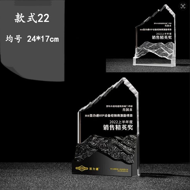 Crystal Award with Mountain Relief and Architectural Design