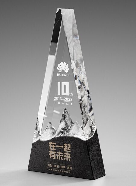 Crystal Award - Triangular Mountain Motif with Dark Base