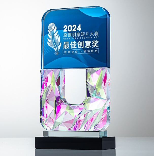 Blue Top & Faceted Crystal Award