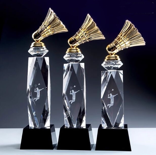 Gold Shuttlecock Crystal Award