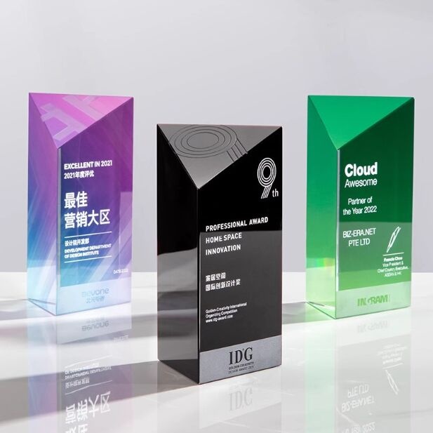 Crystal Award - Geometric Prism with Color Gradient