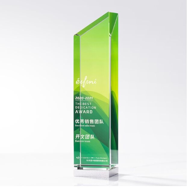 Green Gradient Angled Top Crystal Award