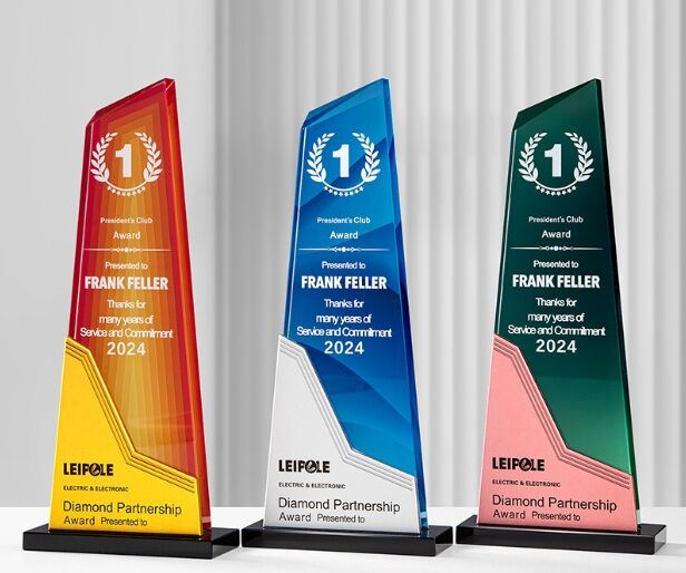 Angled Crystal Award with Color Gradient