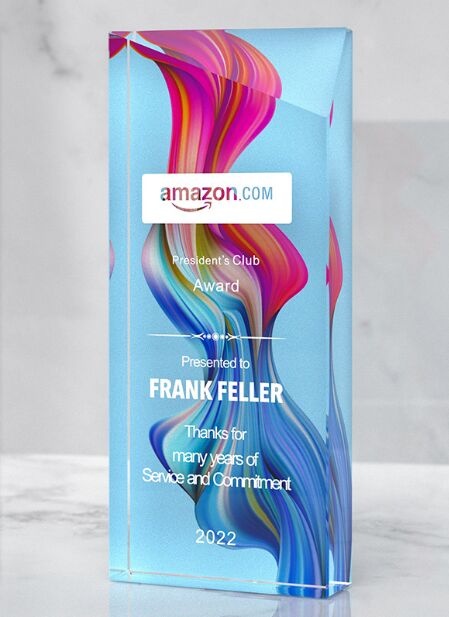 Rectangular Flowing Color Crystal Award
