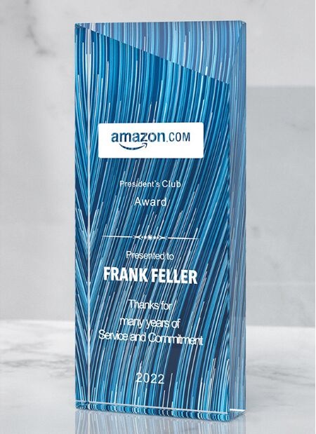 Blue Rectangular Crystal Award