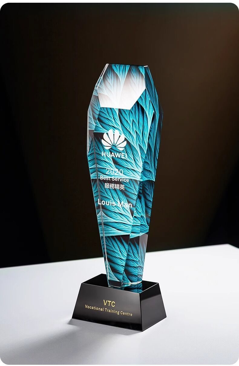 Teal Faceted Crystal Award