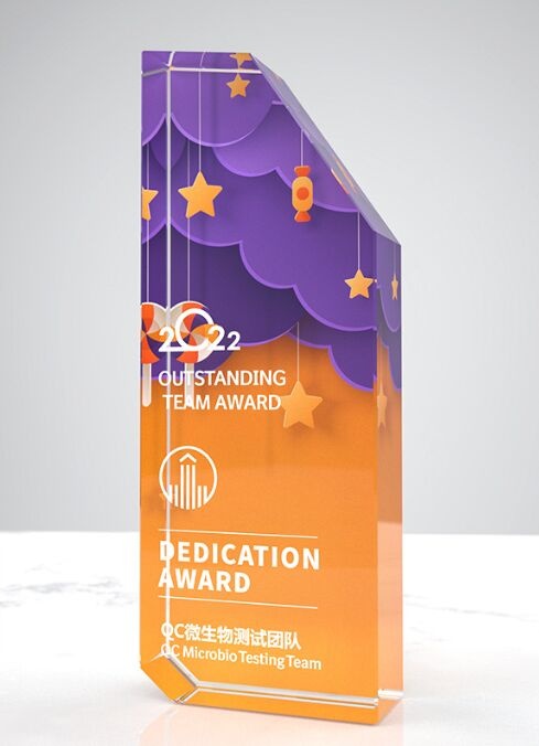 Angled Purple and Orange Crystal Award