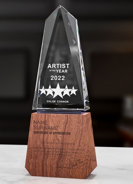 Obelisk Crystal Award with Ebony Base