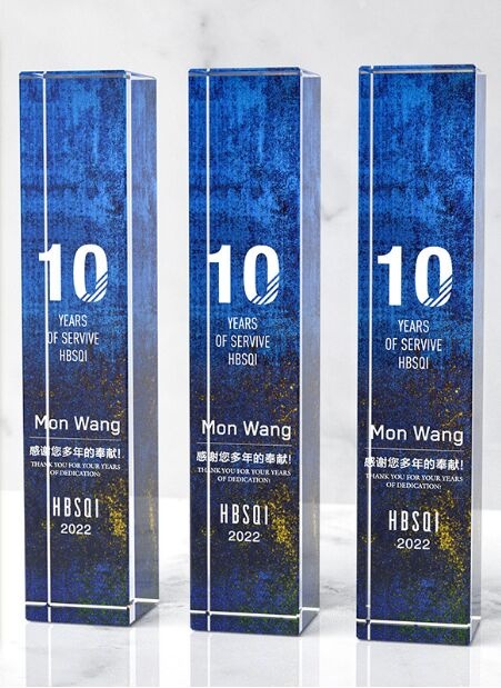 Blue Textured Rectangular Crystal Award