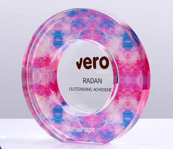 Round Pink and Blue Crystal Award