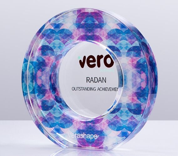 Blue and Purple Patterned Circle Crystal Award