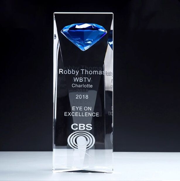 Blue Diamond Crystal Award - Rectangular