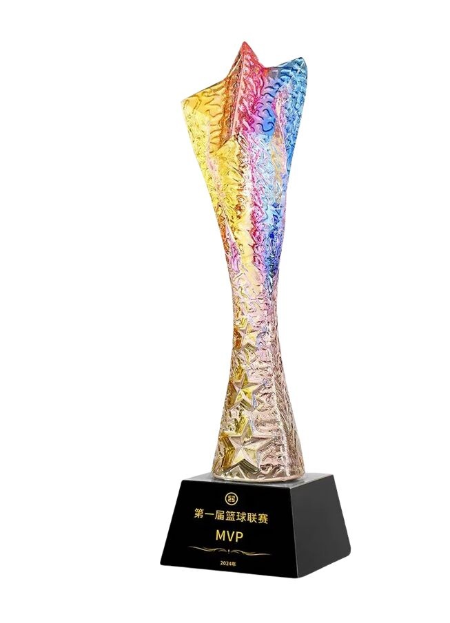 Crystal Award Star-Shaped Colored Glass Trophy