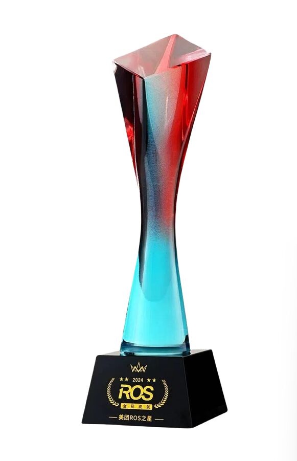 Red and Blue Gradient Prism Crystal Award