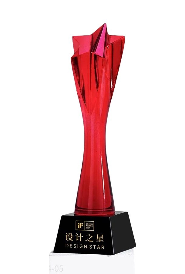 Crystal Award: Red Star Shape Design
