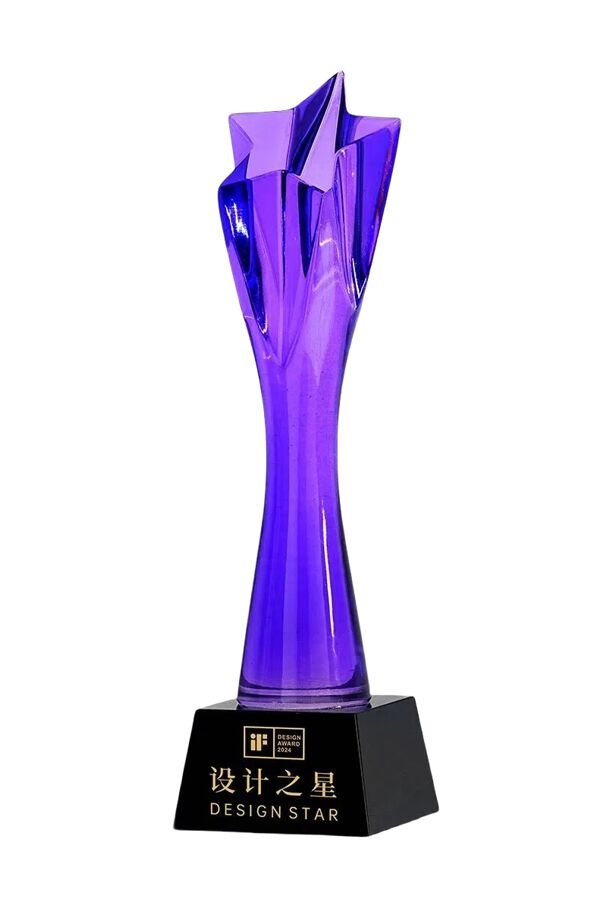 Crystal Award: Purple Star Shape with Black Base