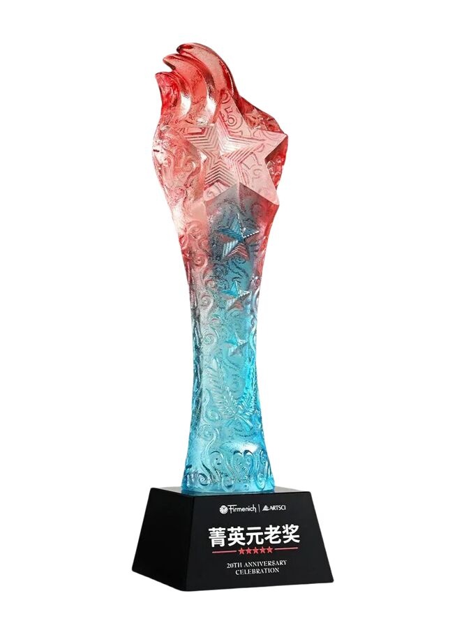 Red & Blue Crystal Award with Star