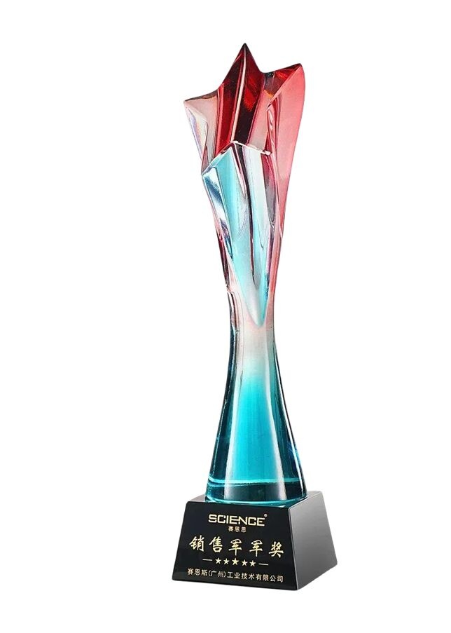 Red & Turquoise Star Crystal Award