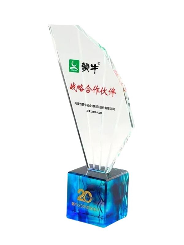 Blue Base Angled Clear Crystal Award