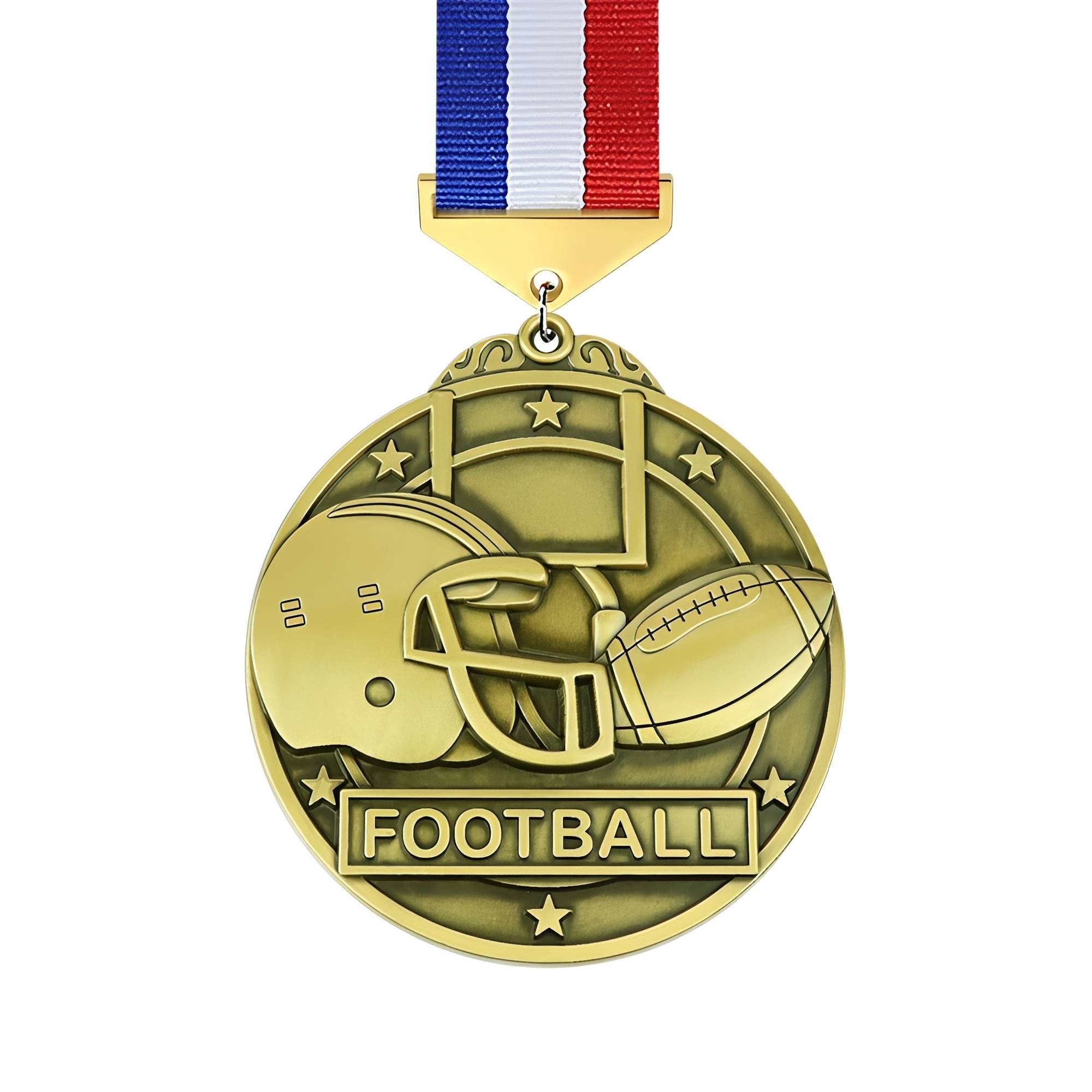 Gold Football Helmet and Ball Medal