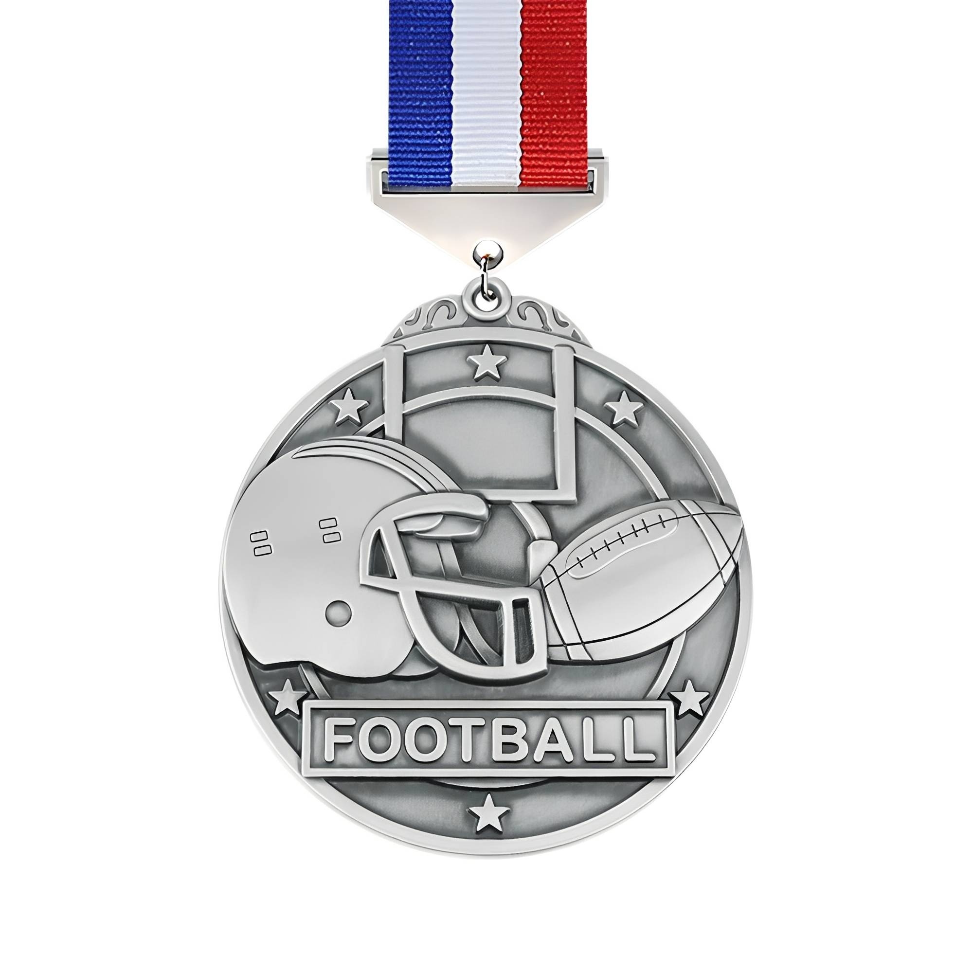 Silver Football Helmet and Ball Medal