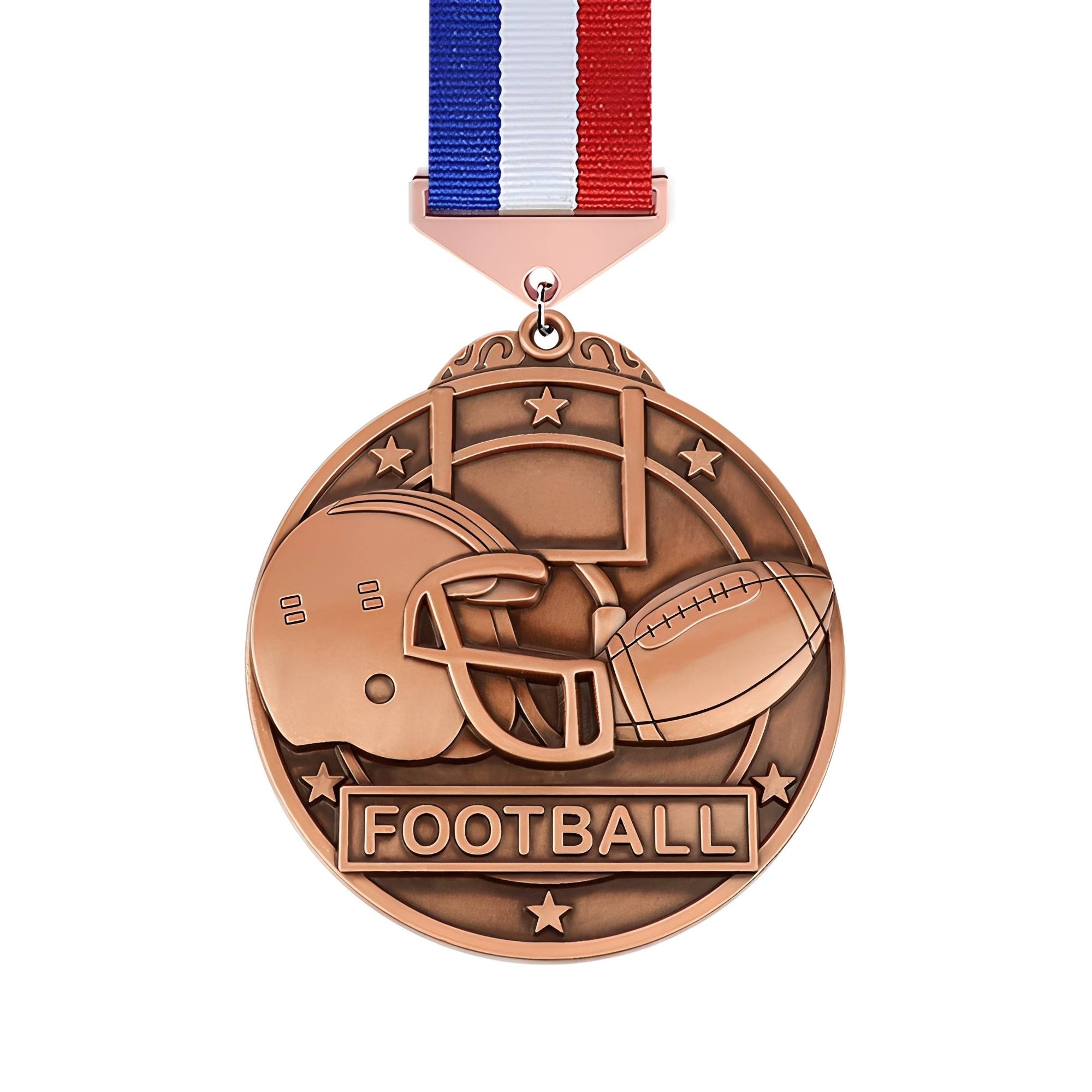 Bronze Football Helmet and Ball Medal