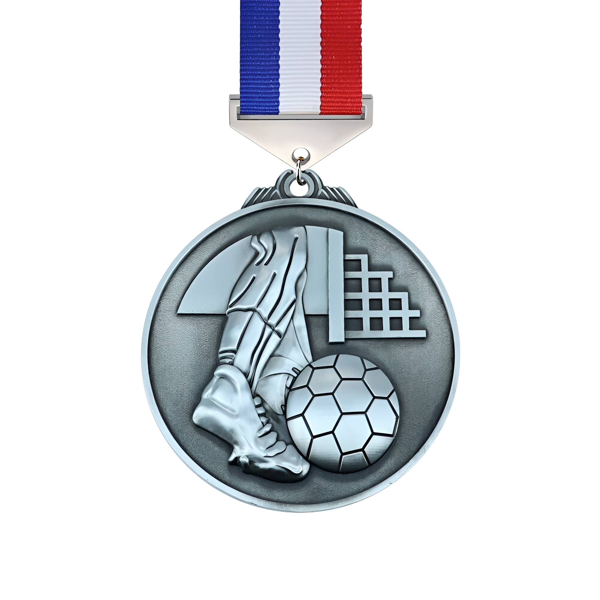 Silver Soccer Player Action Medal