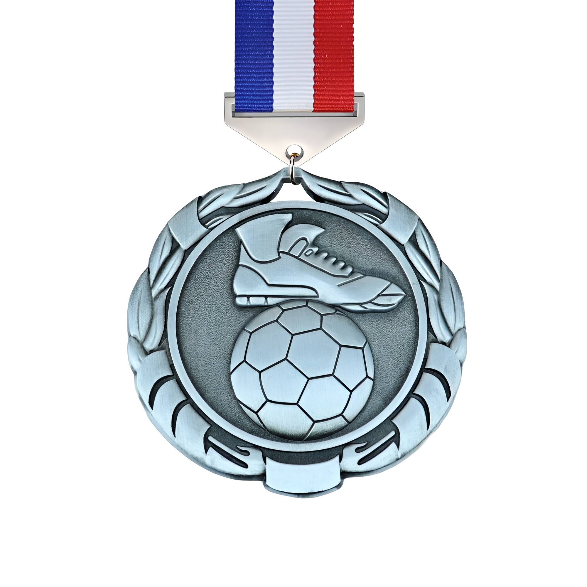 Silver Soccer Shoe and Ball Medal