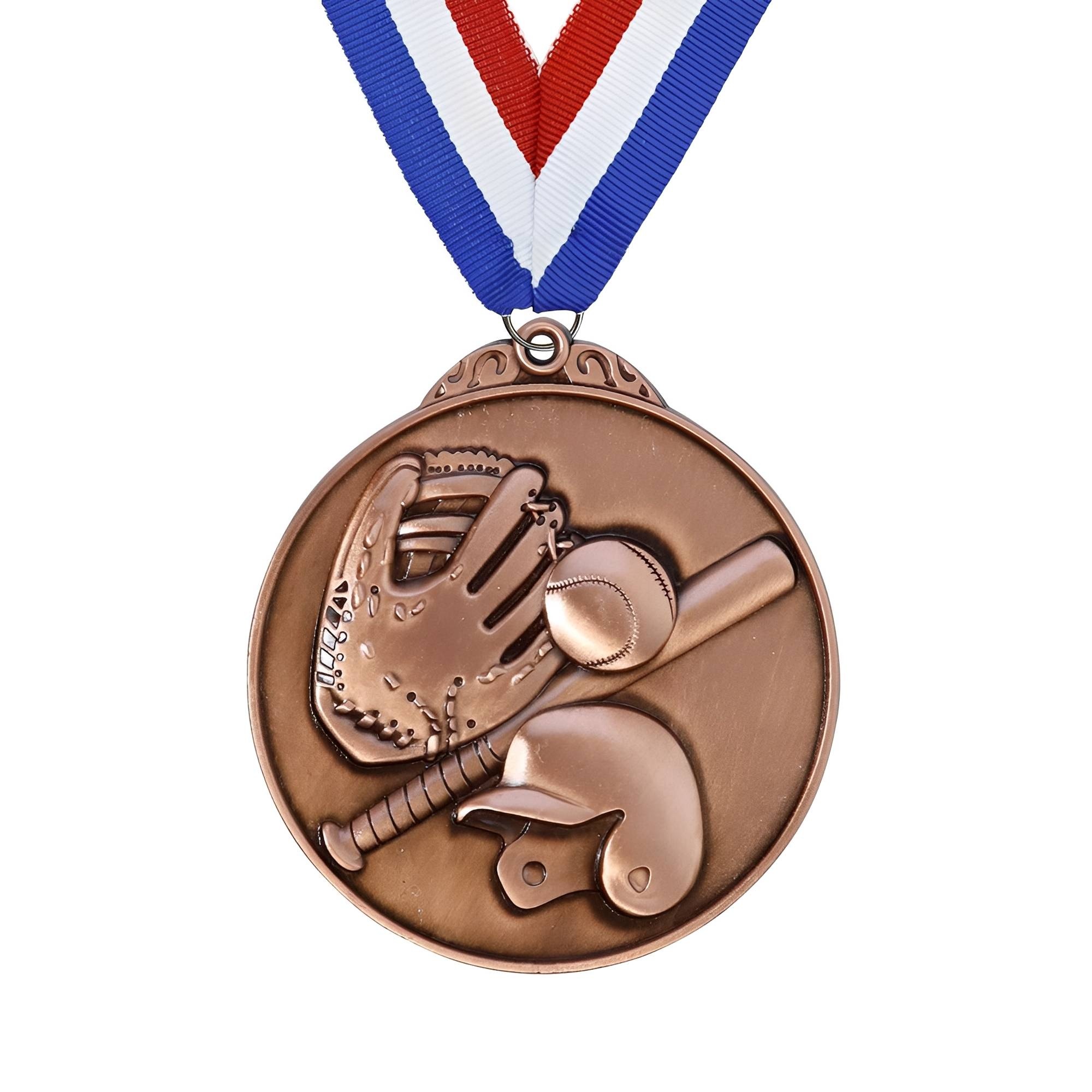 Bronze Baseball Player Medal