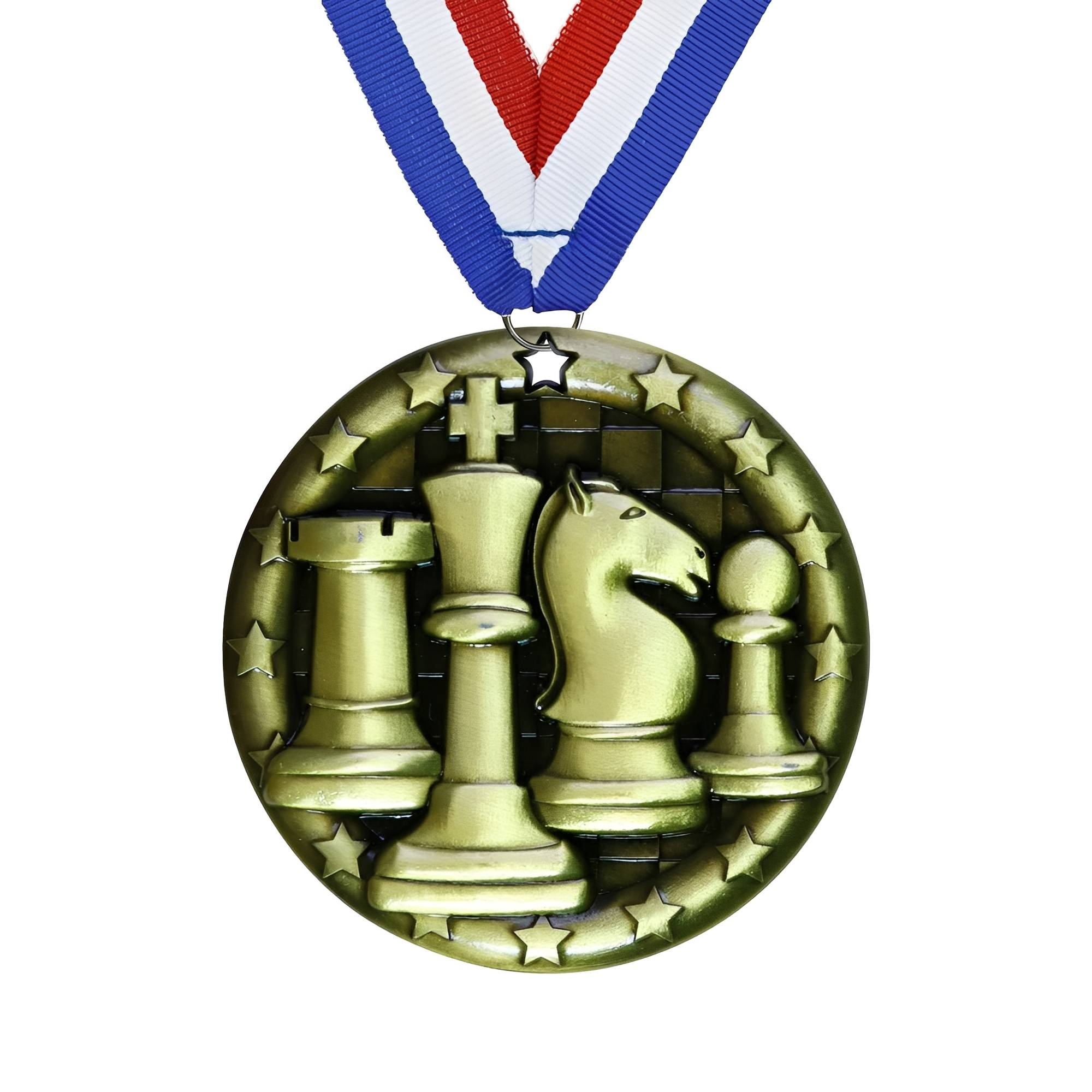 Gold Chess King and Pawn Medal
