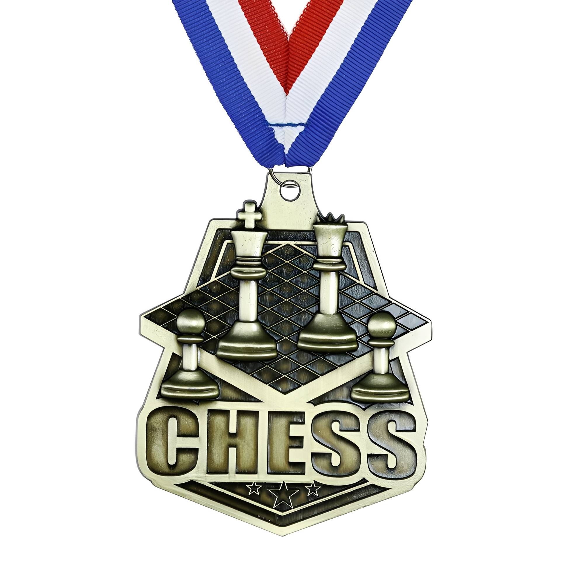 Gold Chess King and Queen Medal