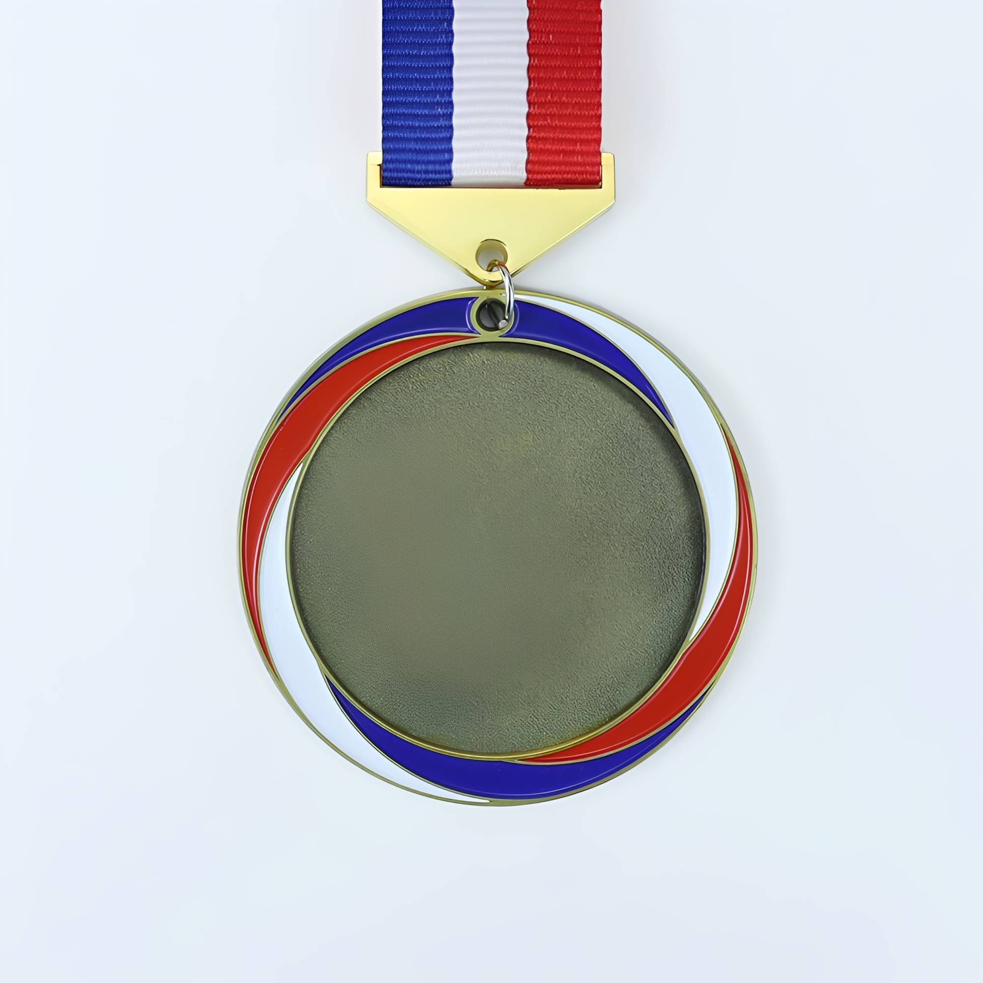 Blue Red White Circle Medal With Gold-Buckle Ribbon