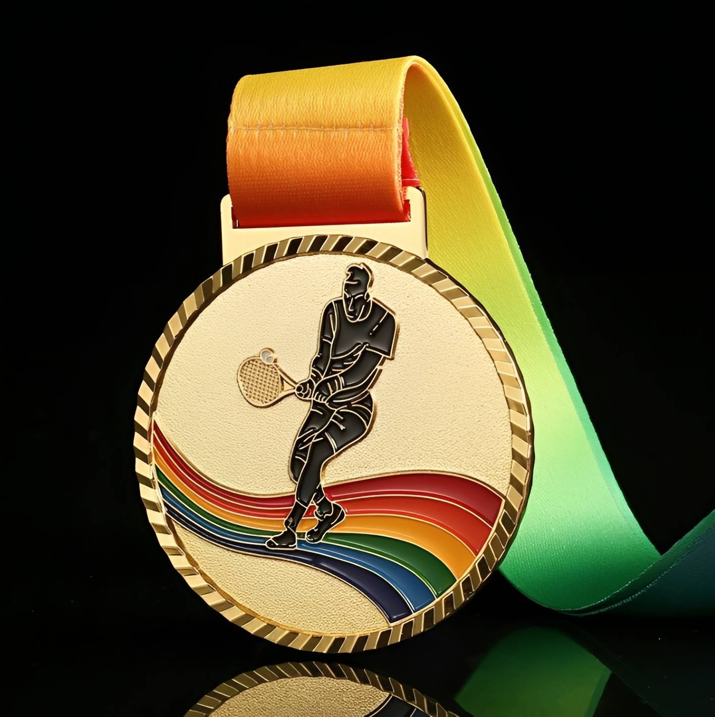 Tennis Medal with Rainbow Arc Design - 7cm Award