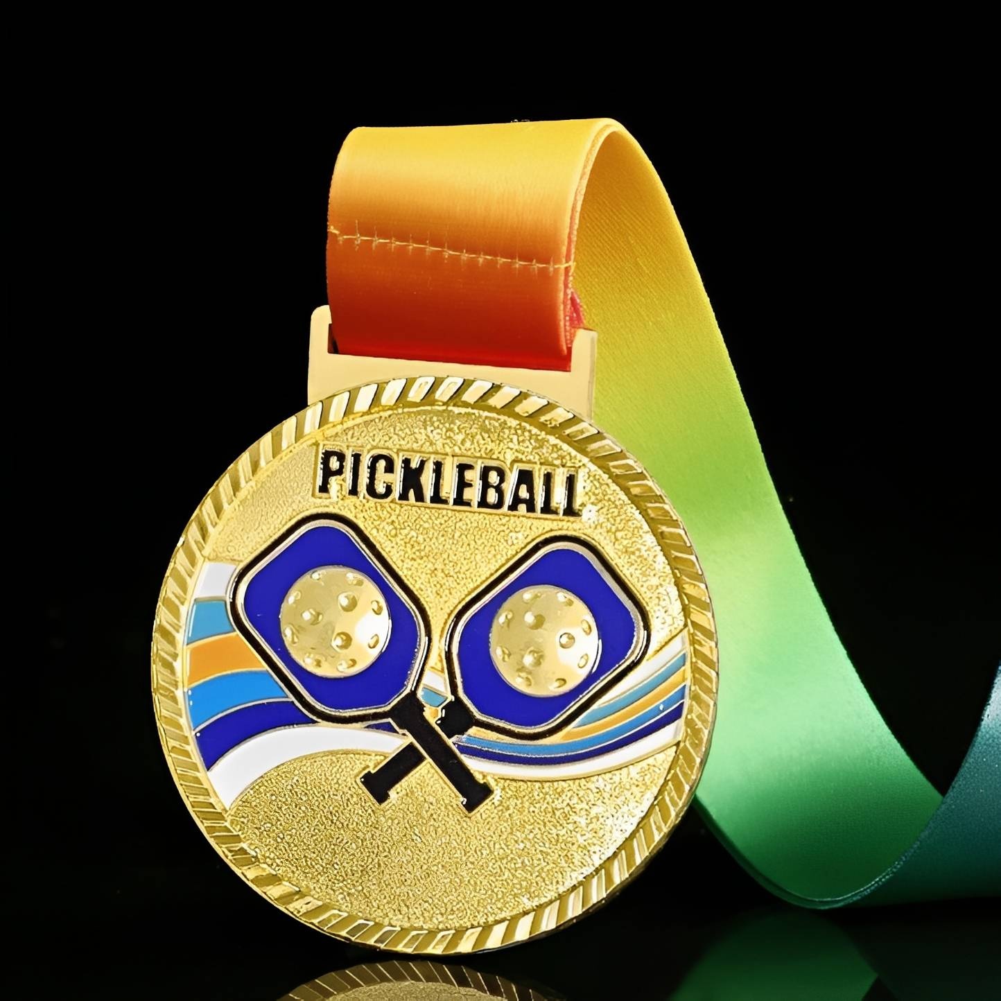 Pickleball Medal with Crossed Paddles Design, 7cm Gold Finish