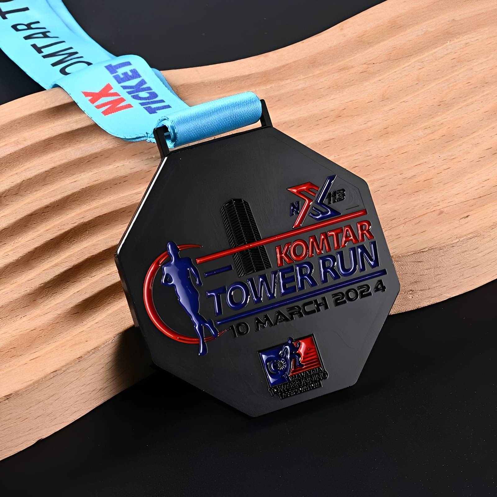 KOMTAR Tower Run Medal with Runner and Building Design