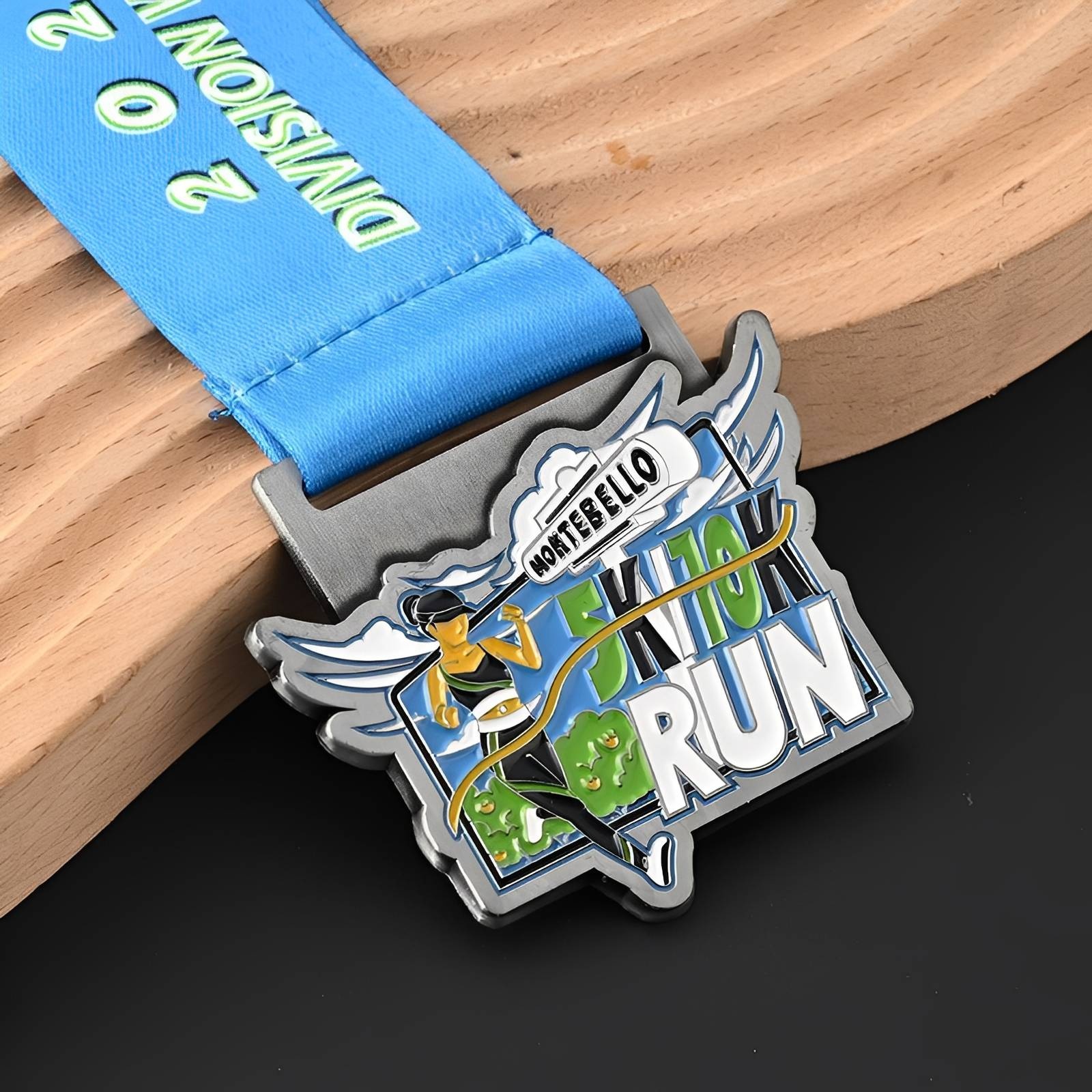 Montebello 5K 10K Run Medal with Runner and Wings