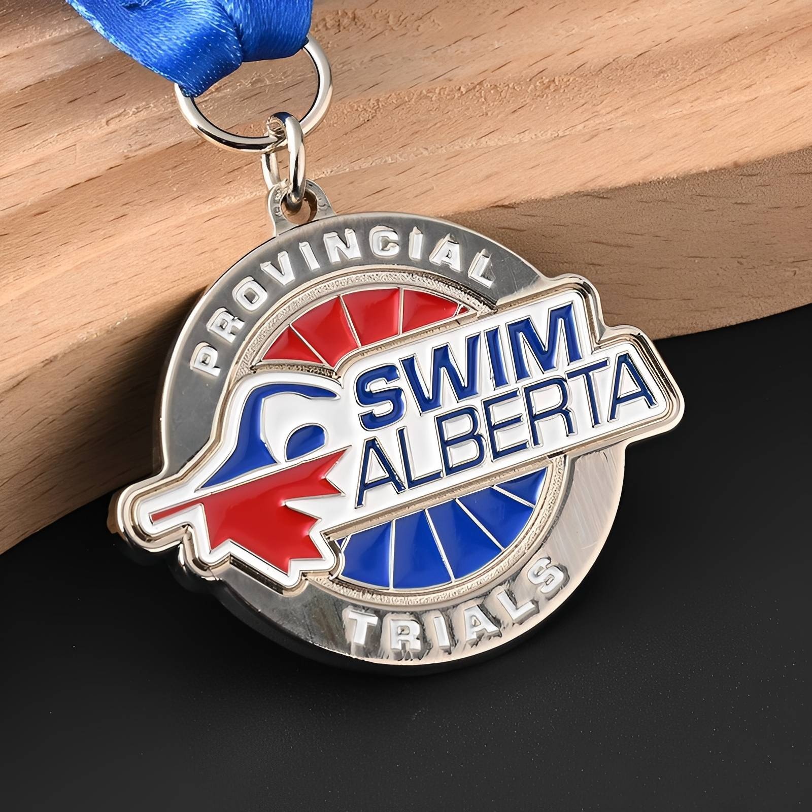 Swim Alberta Trials Medal with Blue Ribbon
