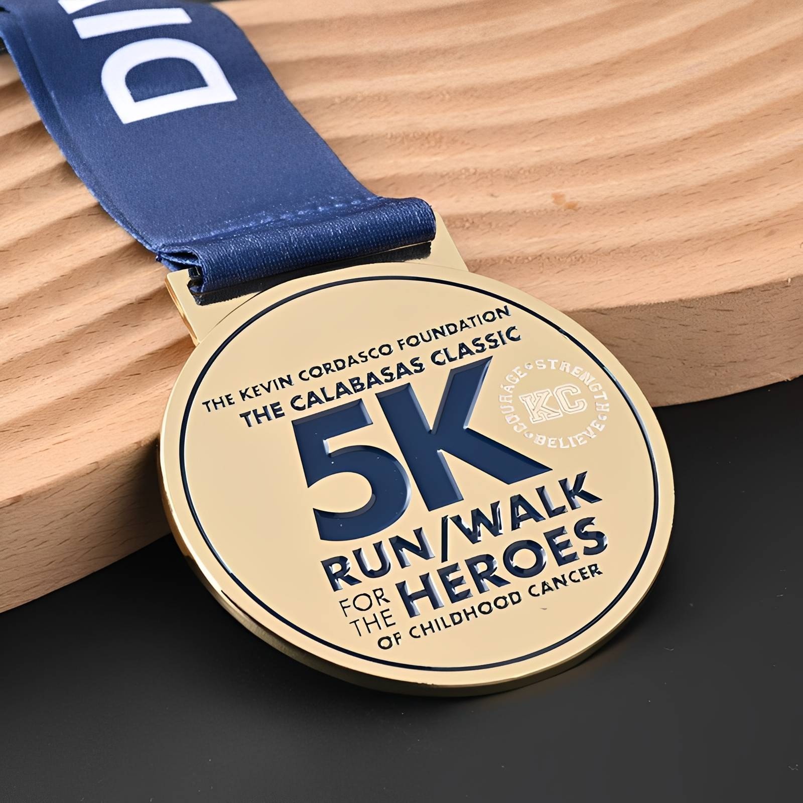 5K Run/Walk for Heroes of Childhood Cancer Medal with Navy Ribbon