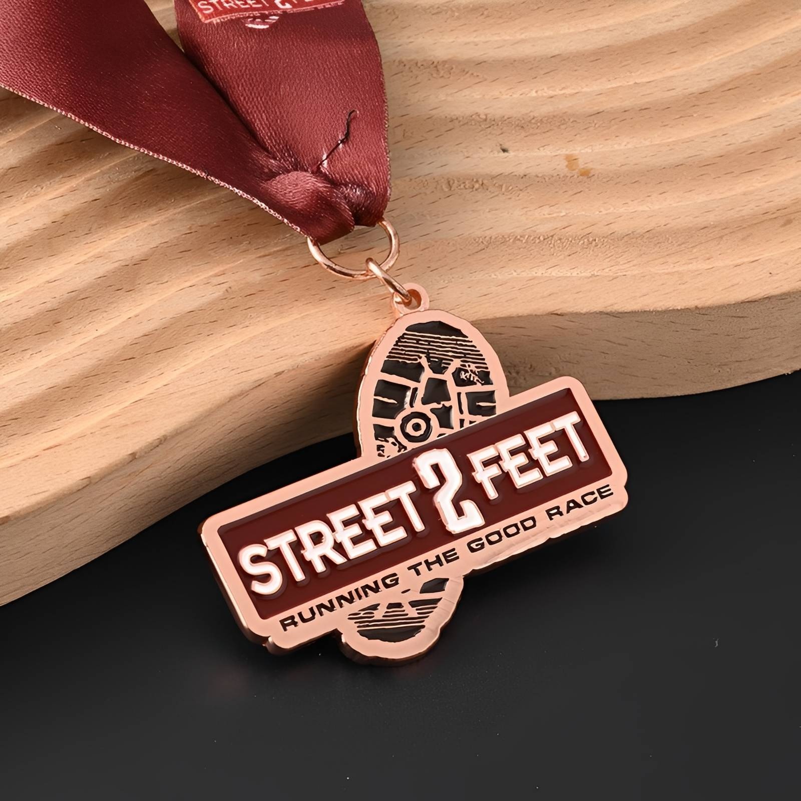 Street 2 Feet Running Race Medal with Footprint Design