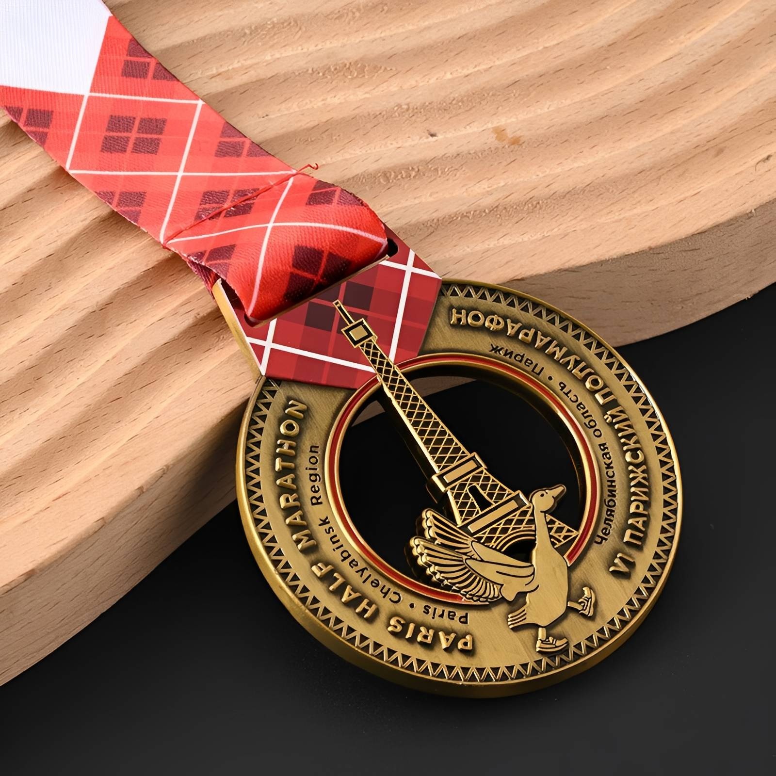 Paris Half Marathon Medal with Eiffel Tower & Goose