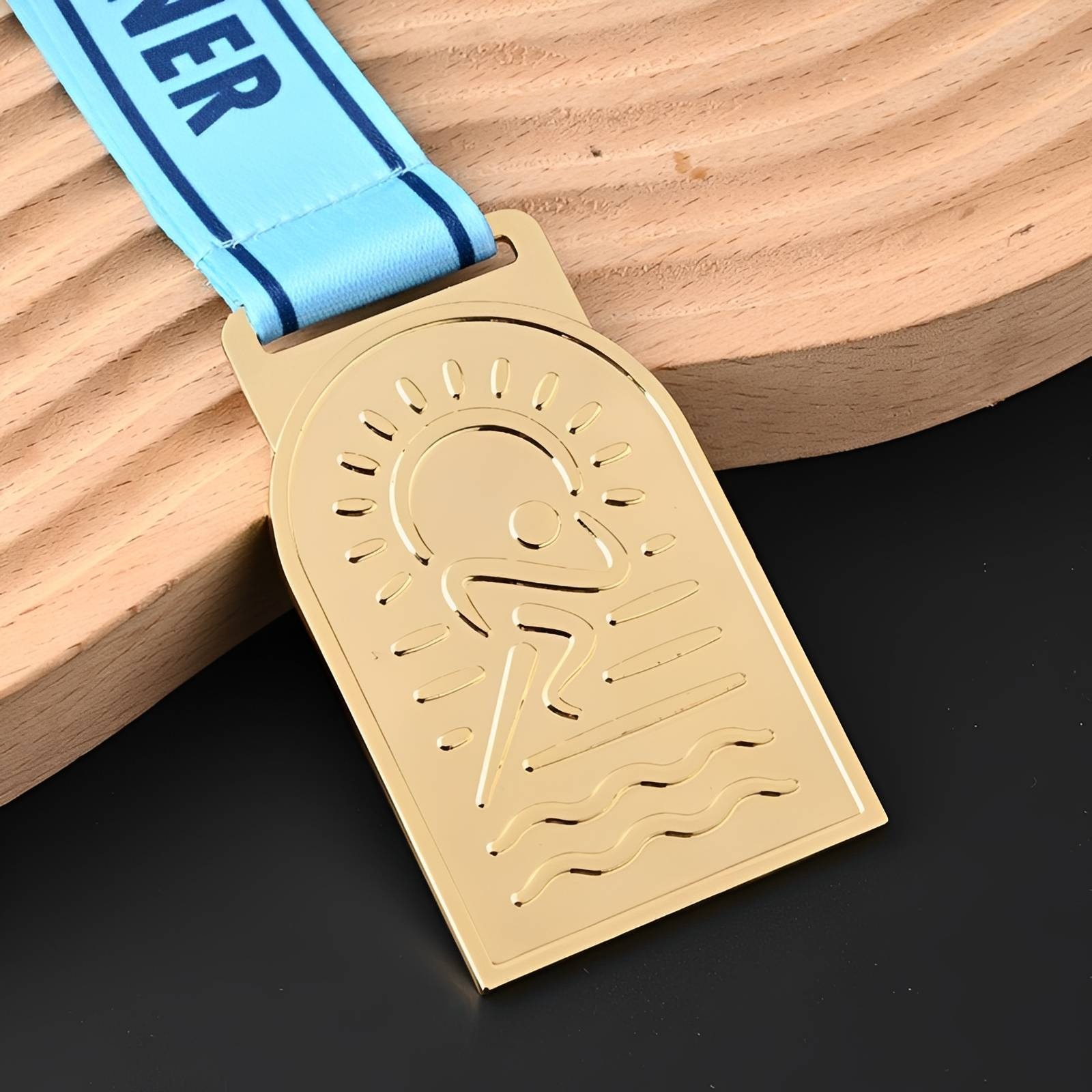 Athlete Medal with Sun and Wave Design