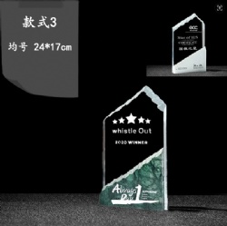 Star-Shaped Top Edge Crystal Award with Green Marble Base