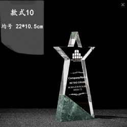Crystal Award - Star Design with Green Marble Base