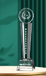 Crystal Award with Circular Top and Geometric Base