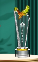 Crystal Award - Yellow Eagle and Clear Crystal
