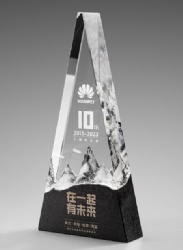 Crystal Award - Triangular Mountain Motif with Dark Base