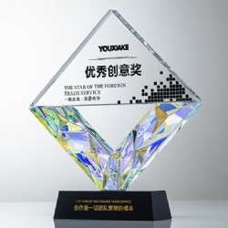 Crystal Award - Diamond Shape with Color Light Effects