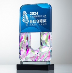Blue Top & Faceted Crystal Award