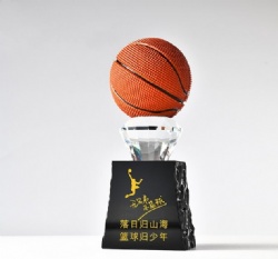 Crystal Award - Basketball with Diamond Crystal and Black Base