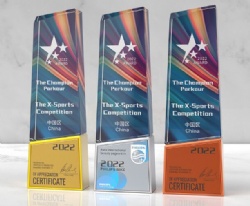 Crystal Award with Multi-Color Crystal and Metal Base